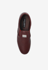 Dolce & Gabbana Saint Tropez Grained Leather Slip-On Shoes Burgundy CS2321 A8034-80308