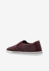 Dolce & Gabbana Saint Tropez Grained Leather Slip-On Shoes Burgundy CS2321 A8034-80308