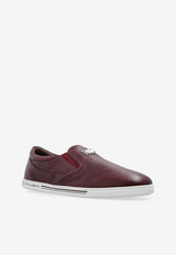 Dolce & Gabbana Saint Tropez Grained Leather Slip-On Shoes Burgundy CS2321 A8034-80308