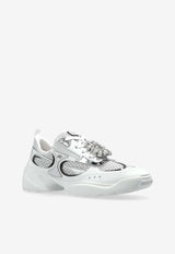 Roger Vivier Motor Run Crystal-Buckle Sneakers White RVW75640890U9D 0-0XPG