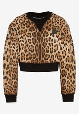 Dolce & Gabbana Leopard Print Cropped Sweatshirt Brown F9S46T FS785-HY13M