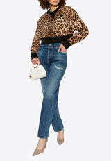 Dolce & Gabbana Leopard Print Cropped Sweatshirt Brown F9S46T FS785-HY13M