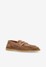 Dolce & Gabbana Florio Perforated Suede Loafers Brown A50651 A9T59-80024