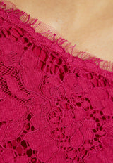Dolce & Gabbana One-Shoulder Lace Mini Dress Pink F6TJUT HLMII-F0382
