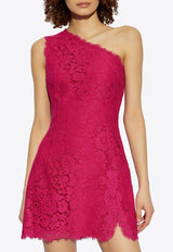 Dolce & Gabbana One-Shoulder Lace Mini Dress Pink F6TJUT HLMII-F0382