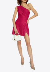 Dolce & Gabbana One-Shoulder Lace Mini Dress Pink F6TJUT HLMII-F0382