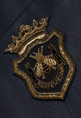 Dolce & Gabbana Double-Breasted Blazer with Heraldic Emblem Navy G2TJ8Z FUBFA-B4902