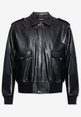 Dolce & Gabbana Logo Leather Jacket Black G9BIKL HULV7-N0000