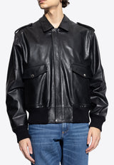 Dolce & Gabbana Logo Leather Jacket Black G9BIKL HULV7-N0000