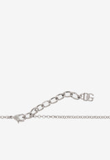 Dolce & Gabbana Embellished DG Logo Pendant Necklace Silver WNR2L4 W1111-87655