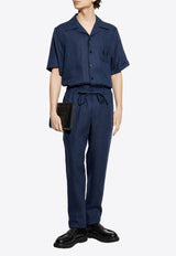 Dolce & Gabbana Embroidered DG Linen Shirt Navy G5JH9Z FU4LG-B0665