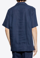 Dolce & Gabbana Embroidered DG Linen Shirt Navy G5JH9Z FU4LG-B0665