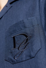 Dolce & Gabbana Embroidered DG Linen Shirt Navy G5JH9Z FU4LG-B0665
