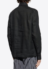 Dolce & Gabbana Embroidered DG Long-Sleeved Linen Shirt Black G5MQ0Z FU4LG-N0000