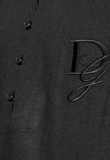 Dolce & Gabbana Embroidered DG Long-Sleeved Linen Shirt Black G5MQ0Z FU4LG-N0000