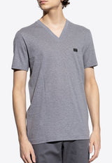 Dolce & Gabbana Logo Plaque V-neck T-shirt Gray G8SD3T G7N7A-S8291
