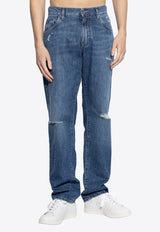 Dolce & Gabbana Straight-Leg Distressed Jeans Blue GP02XD G8ME8-S9001