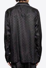 Dolce & Gabbana Logo Jacquard Silk Pajama Shirt Black G5IF1T FJ1JY-N0000