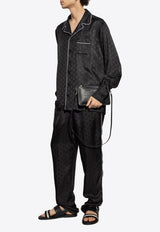 Dolce & Gabbana Logo Jacquard Silk Pajama Shirt Black G5IF1T FJ1JY-N0000