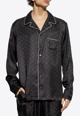 Dolce & Gabbana Logo Jacquard Silk Pajama Shirt Black G5IF1T FJ1JY-N0000