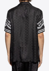 Dolce & Gabbana Logo Jacquard Silk Bowling Shirt Black G5JH9T GI979-N0000