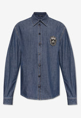 Dolce & Gabbana Heraldic Emblem Patch Denim Shirt Navy G5MO2Z G8MF5-S9001