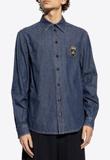 Dolce & Gabbana Heraldic Emblem Patch Denim Shirt Navy G5MO2Z G8MF5-S9001