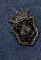 Dolce & Gabbana Heraldic Emblem Patch Denim Shirt Navy G5MO2Z G8MF5-S9001