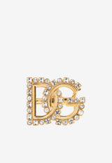 Dolce & Gabbana Crystal-Embellished DG Logo Ring Gold WRR2L1 W1111-ZOO00