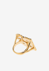 Dolce & Gabbana Crystal-Embellished DG Logo Ring Gold WRR2L1 W1111-ZOO00