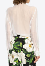 Dolce & Gabbana Chiffon Blouse with Self-Tie Bow White F5T27T FU1AT-W0800