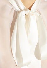 Dolce & Gabbana Chiffon Blouse with Self-Tie Bow White F5T27T FU1AT-W0800