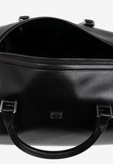 Dolce & Gabbana Logo Plaque Leather Duffle Bag Black BM2352 AV956-80999