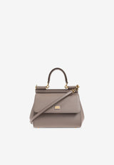 Dolce & Gabbana Small Sicily Top Handle Bag in Dauphine Leather Beige BB6003 B1001-80045