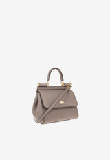 Dolce & Gabbana Small Sicily Top Handle Bag in Dauphine Leather Beige BB6003 B1001-80045