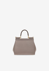 Dolce & Gabbana Small Sicily Top Handle Bag in Dauphine Leather Beige BB6003 B1001-80045