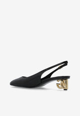 Dolce & Gabbana Jackie 40 Leather Slingback Pumps Black CG0913 A1037-80999