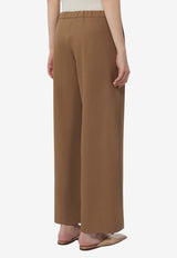 S Max Mara Argento Virgin Wool Elasticated Pants Brown 2619131031600SMMARGE_007