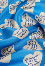 Max Mara All-Over Hearts Print Silk Scarf Blue 2614541141600MXAVALL_001