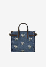 Valentino Small Antibes Embroidered Denim Tote Bag Blue 8W0B0R20AXE/S_VALE-AXM