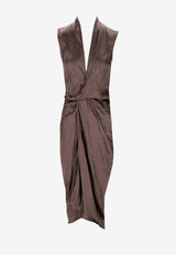 Rick Owens Sleeveless Wrap Dress Dark Brown RP01F6544N_78