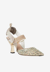 Fendi Colibrì 70 Crystal Mesh Slingback Pumps Beige 8J8951AY1D/S_FENDI-F1WCN