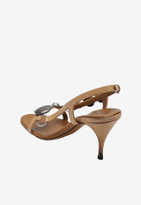 Miu Miu 70 Embellished Waxed Leather Sandals Brown 5X675EA085537/S_MIU-F0151
