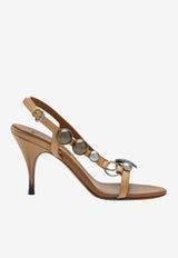 Miu Miu 70 Embellished Waxed Leather Sandals Brown 5X675EA085537/S_MIU-F0151