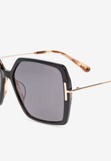 Tom Ford Joanna Oversized Square Sunglasses Gray FT1039 0-5905D