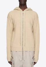 Rick Owens Temple Zipped Hooded Cardigan Sand RU01F2614KWVH_138
