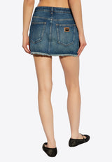 Dolce & Gabbana Logo Plaque Mini Denim Skirt Blue F4C2TD G8MR2-S9001