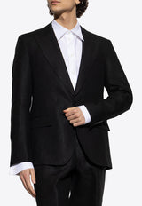 Dolce & Gabbana Single-Breasted Linen Blazer Black G2QS6T FU4MC-N0000