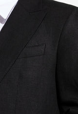 Dolce & Gabbana Single-Breasted Linen Blazer Black G2QS6T FU4MC-N0000