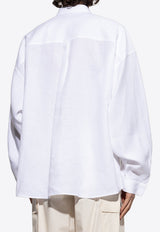 Dolce & Gabbana Long-Sleeved Linen Shirt White G5NE2T FU4JB-W0800